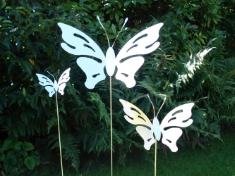 Schmetterling Fantasie mit Stange mittel Edelstahl elektropoliert